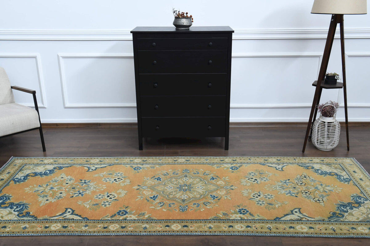 El yapımı vintage yolluk 117x310 cm oryantal desenli yün - desen detayı