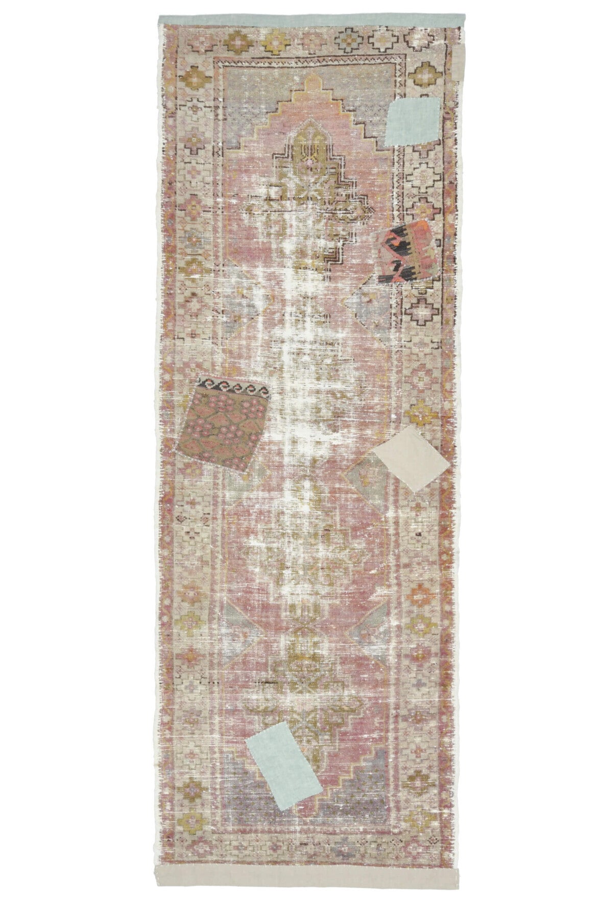 El yapımı vintage yolluk 89x274 cm oryantal desenli yün - açık alan görünümü