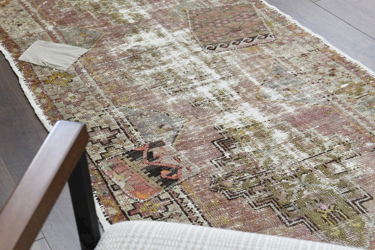 El yapımı vintage yolluk 89x274 cm oryantal desenli yün - desen detayı
