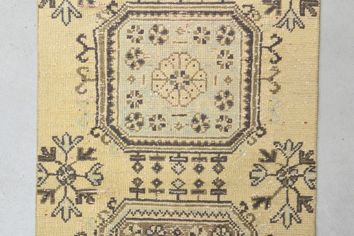 El yapımı vintage yolluk 86x351 cm çiçek desenli desenli yün - mekan görünümü