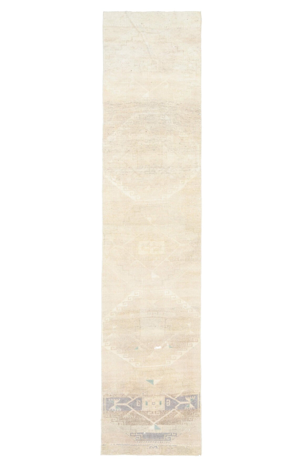 El yapımı vintage yolluk 76x351 cm soyut desenli yün - açık alan görünümü
