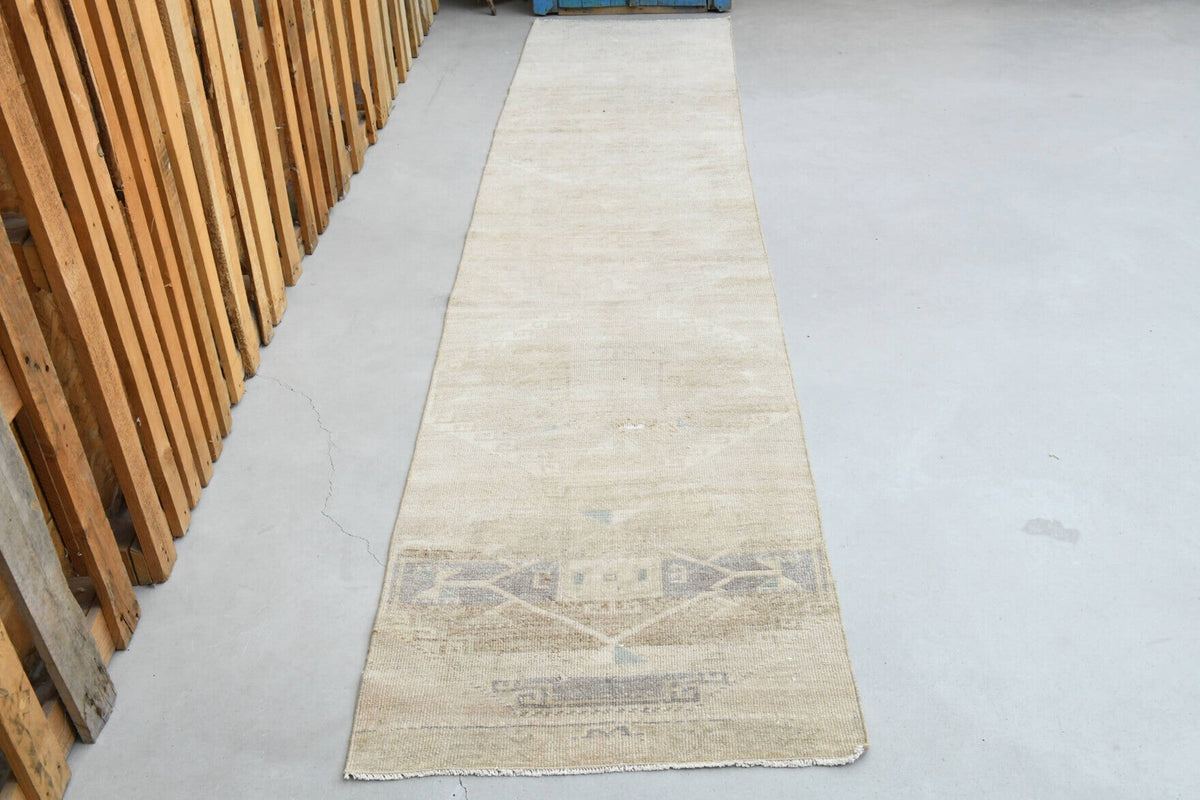El yapımı vintage yolluk 76x351 cm soyut desenli yün - detay görünümü