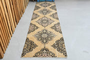 1970'lerden Anadolu kökenli oryantal desenli el dokuma vintage yolluk, 85x317 cm