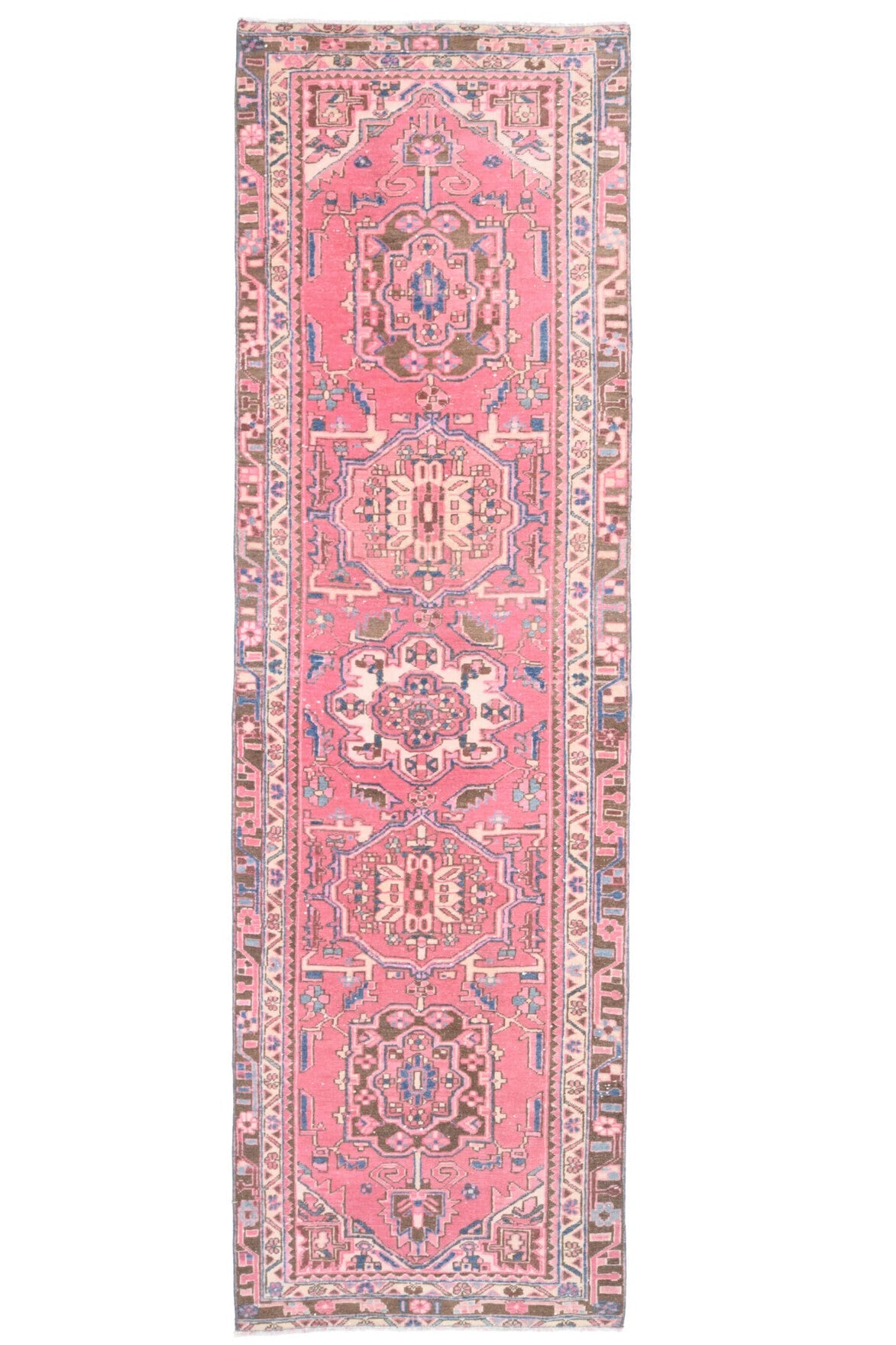 El yapımı vintage yolluk 94x320 cm tribal desenli yün - açık alan görünümü
