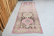El yapımı vintage yolluk 102x335 cm geometrik desenli yün - detay görünümü