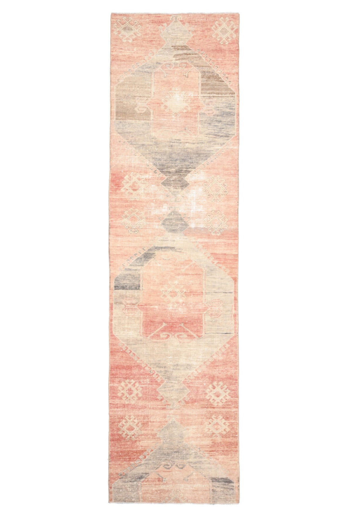 El yapımı vintage yolluk 91x340 cm tribal desenli yün - farklı açıdan görünüm