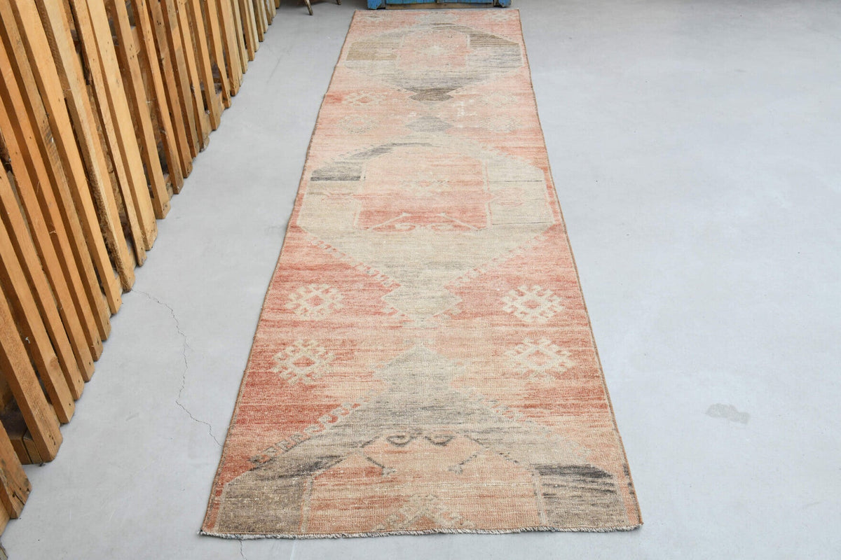 El yapımı vintage yolluk 91x340 cm tribal desenli yün - detay görünümü