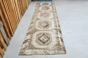 El yapımı vintage yolluk 97x371 cm geometrik desenli yün - detay görünümü