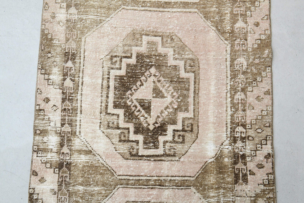 El yapımı vintage yolluk 97x371 cm geometrik desenli yün - mekan görünümü