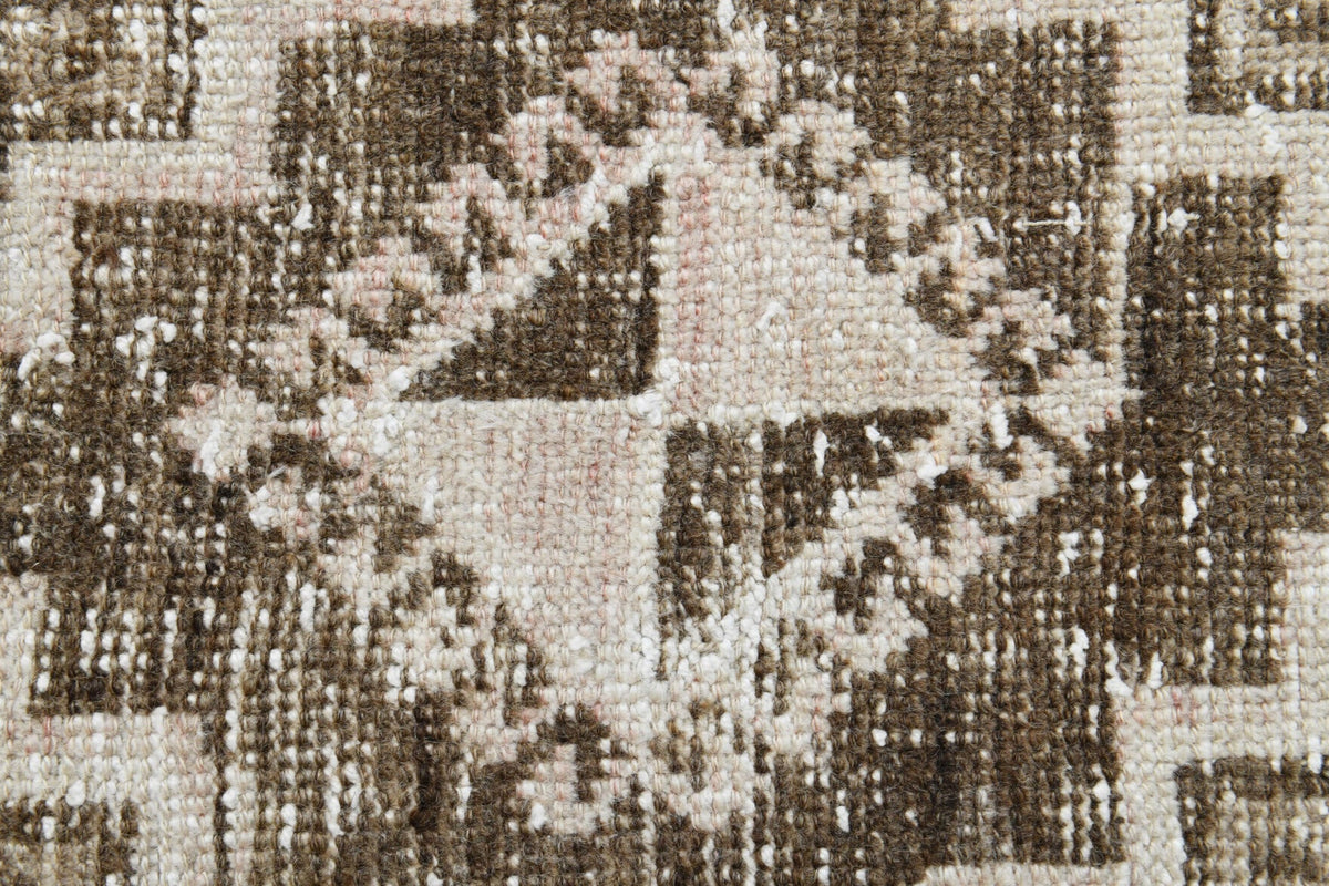 El yapımı vintage yolluk 97x371 cm geometrik desenli yün - üstten görünüm