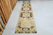 El yapımı vintage yolluk 76x366 cm geometrik desenli yün - detay görünümü