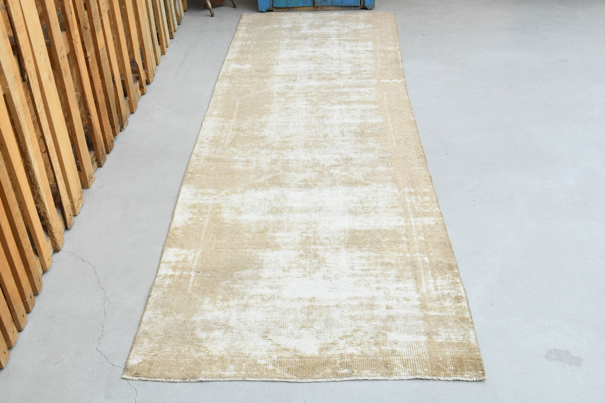 El yapımı vintage yolluk 102x310 cm düz desenli yün - detay görünümü
