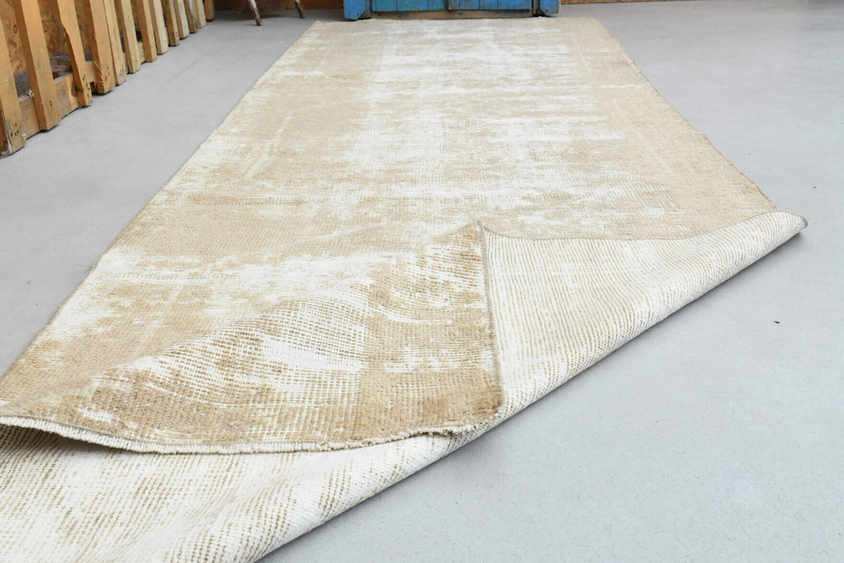 El yapımı vintage yolluk 102x310 cm düz desenli yün - üstten görünüm