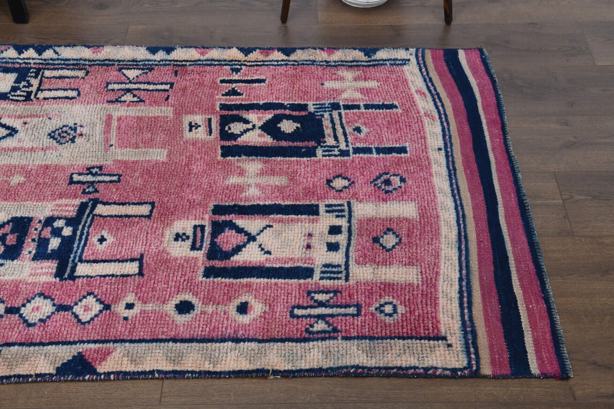El yapımı vintage yolluk 102x333 cm geleneksel desenli yün - desen detayı