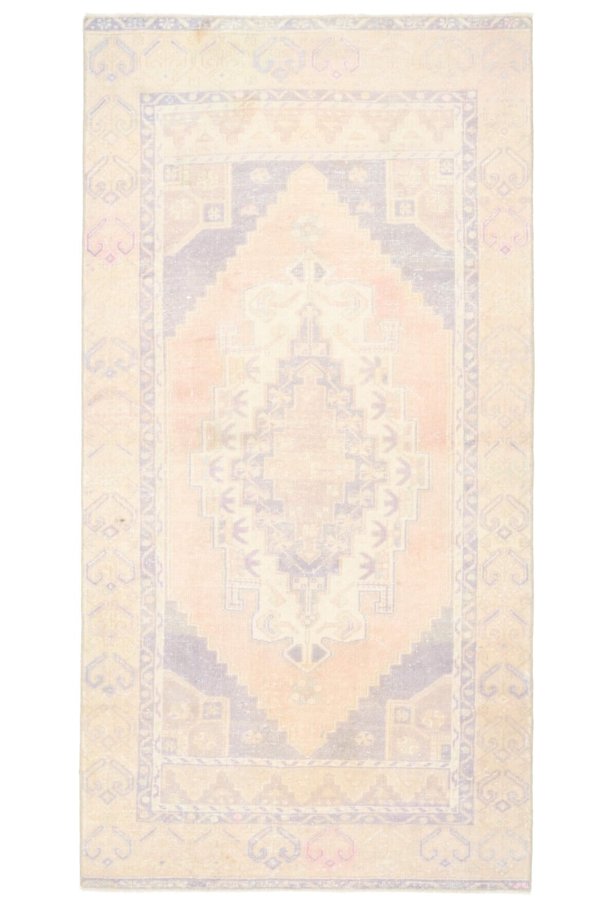 El yapımı vintage halı 122x241 cm oryantal desenli yün - açık alan görünümü