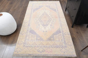 El yapımı vintage halı 122x241 cm oryantal desenli yün - detay görünümü