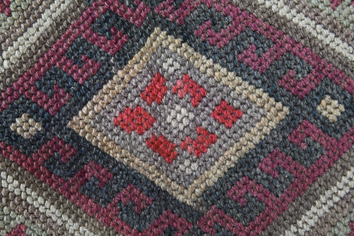 El yapımı vintage yolluk 94x422 cm i̇kat desenli yün - mekan görünümü