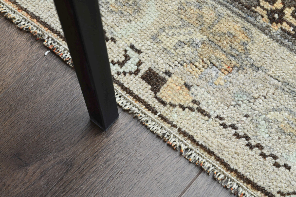 El yapımı vintage yolluk 157x366 cm madalyonlu desenli yün - desen detayı