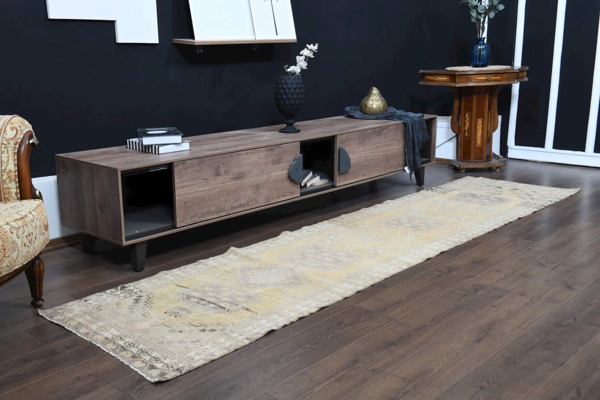 El yapımı vintage yolluk 79x330 cm tribal desenli yün - desen detayı
