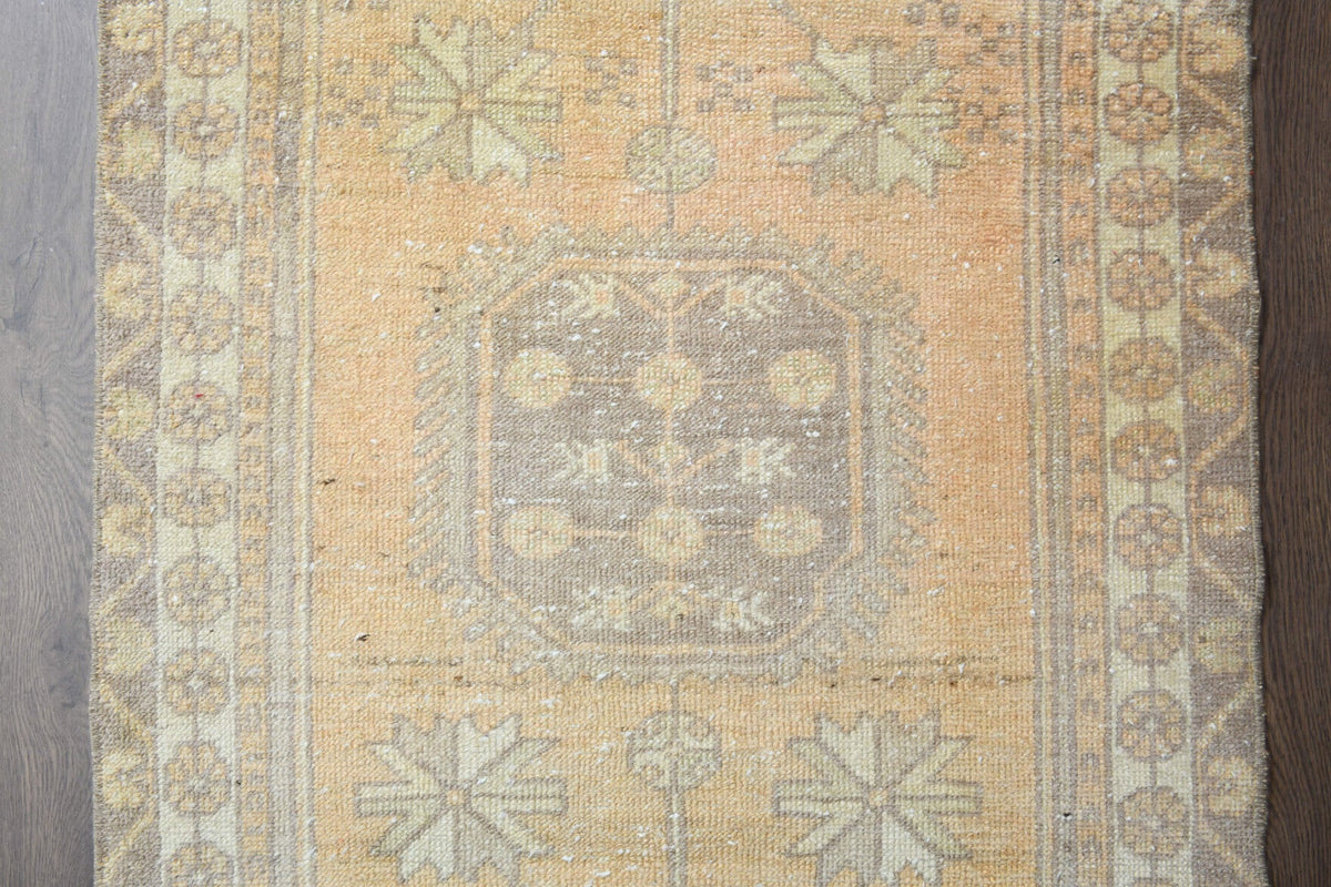 El yapımı vintage yolluk 79x330 cm tribal desenli yün - üstten görünüm