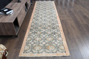 El yapımı vintage yolluk 94x330 cm i̇kat desenli yün - detay görünümü