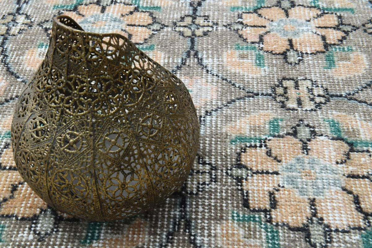 El yapımı vintage yolluk 94x330 cm i̇kat desenli yün - açık alan görünümü
