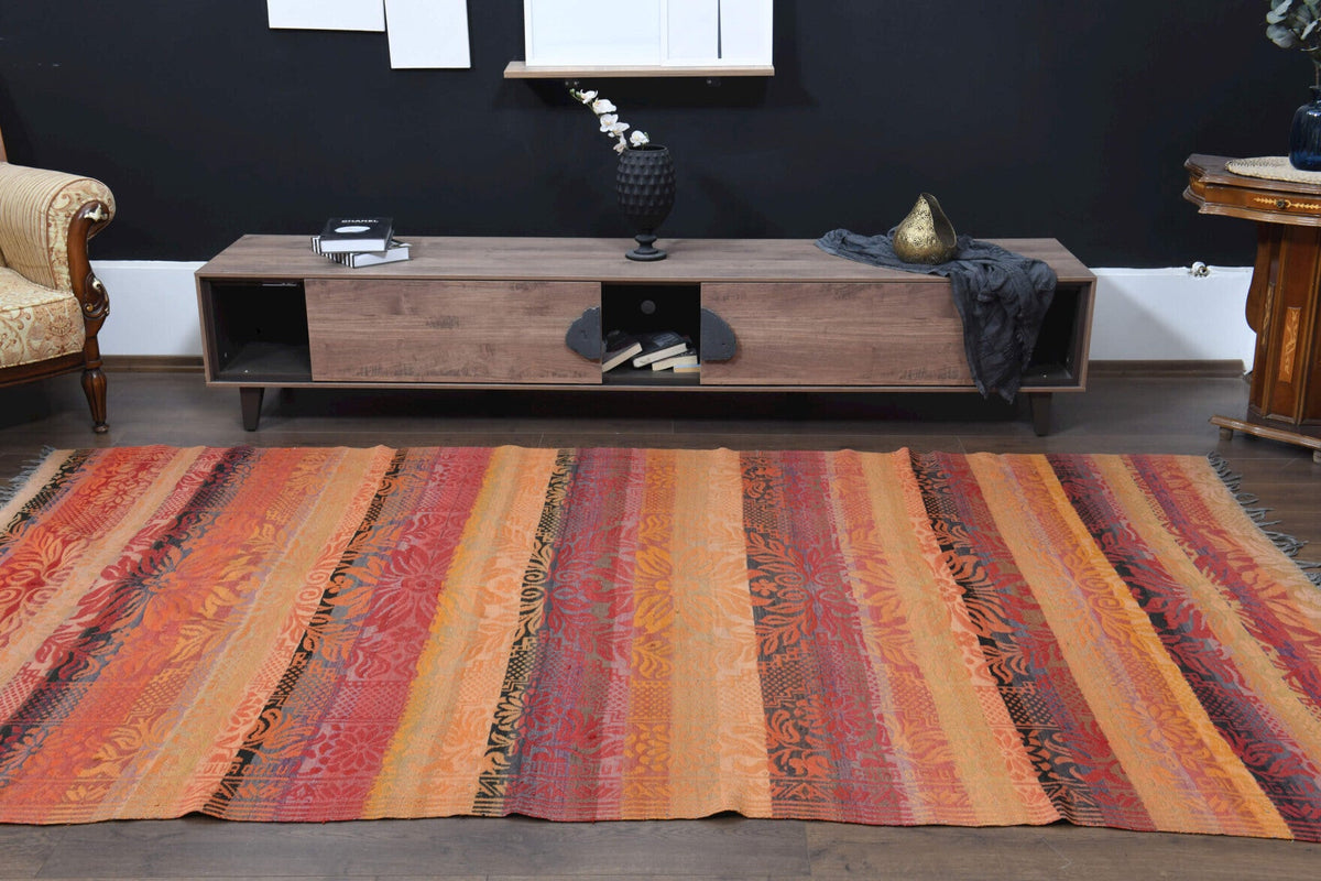 El yapımı vintage halı 180x315 cm oryantal desenli yün - üstten görünüm