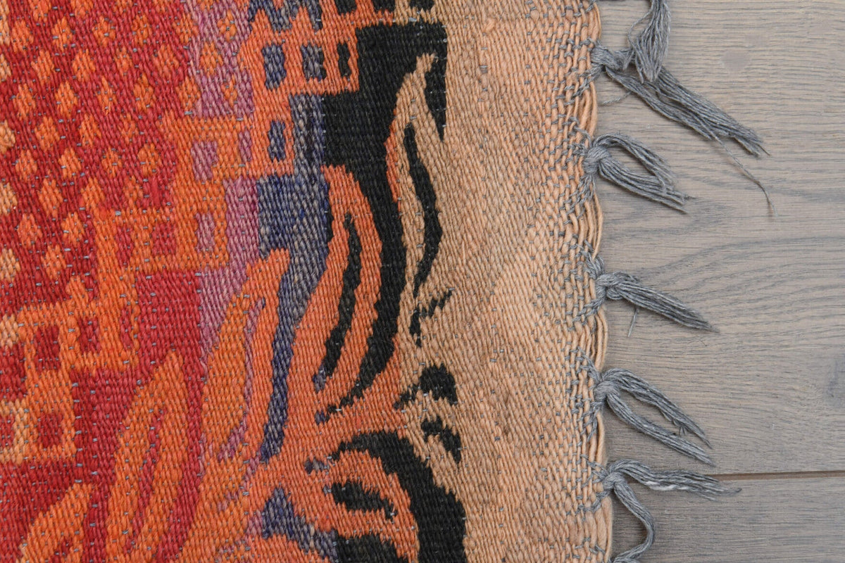 El yapımı vintage halı 180x315 cm oryantal desenli yün