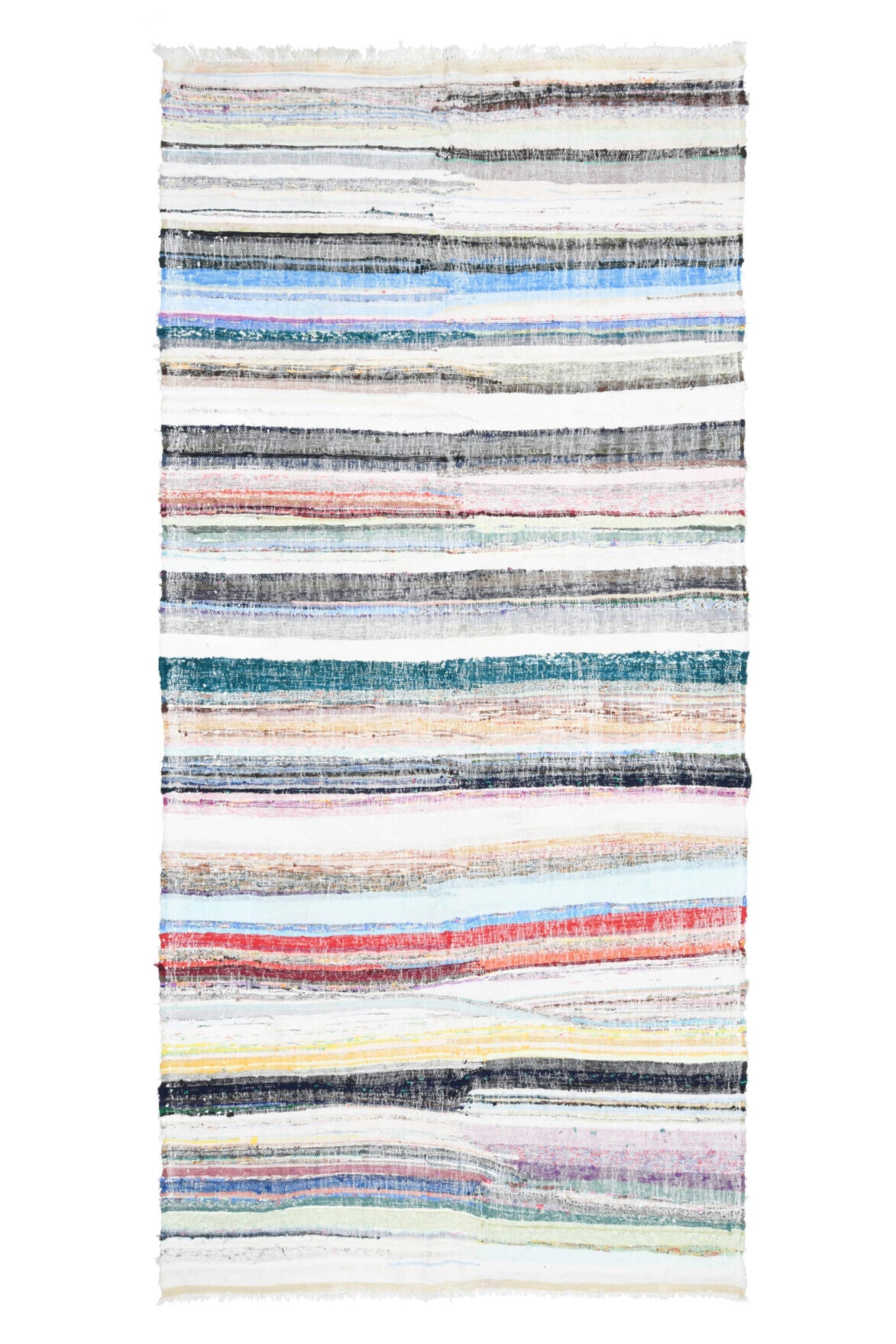 El yapımı vintage halı 173x381 cm oryantal desenli yün