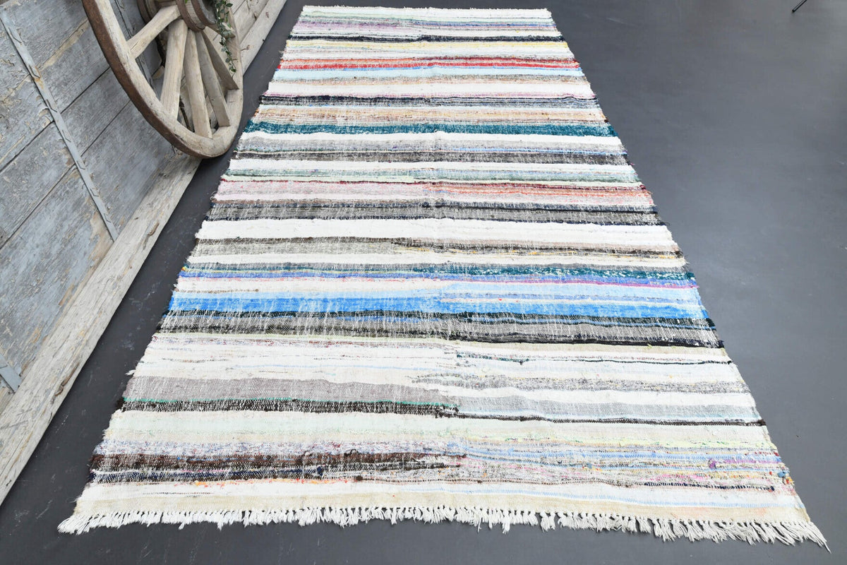 El yapımı vintage halı 173x381 cm oryantal desenli yün - detay görünümü