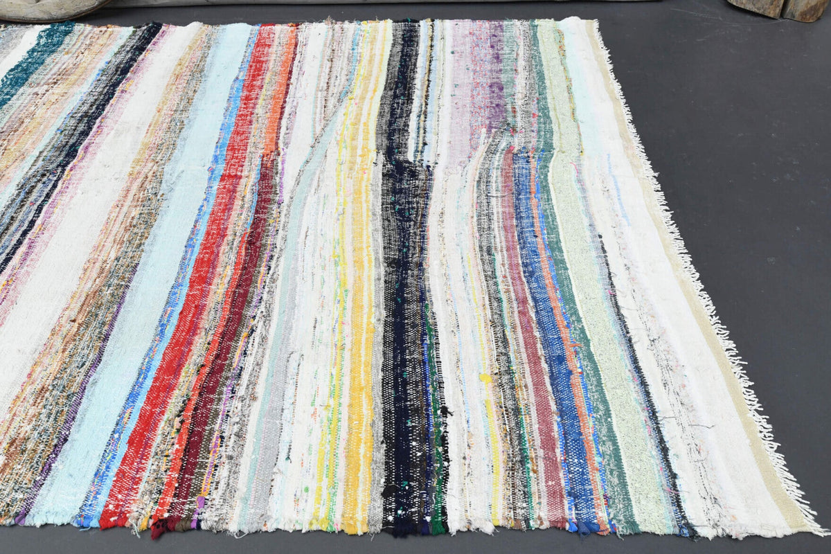 El yapımı vintage halı 173x381 cm oryantal desenli yün - üstten görünüm