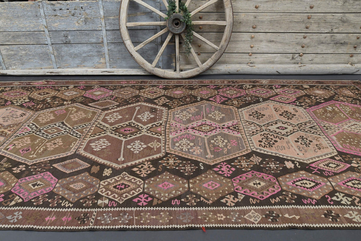 El yapımı vintage yolluk 188x414 cm tribal desenli yün - mekan görünümü