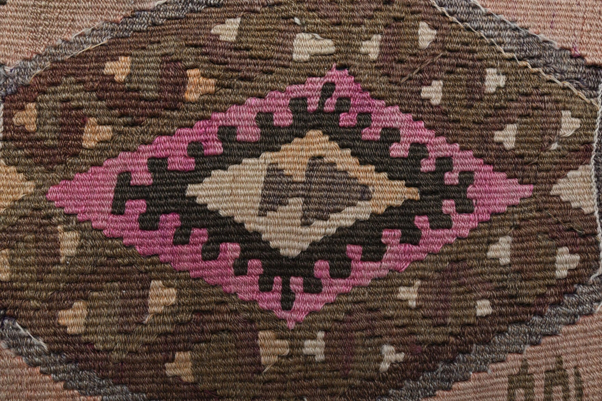 El yapımı vintage yolluk 188x414 cm tribal desenli yün - farklı açıdan görünüm
