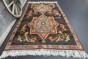 El yapımı vintage halı 185x310 cm oryantal desenli yün - detay görünümü