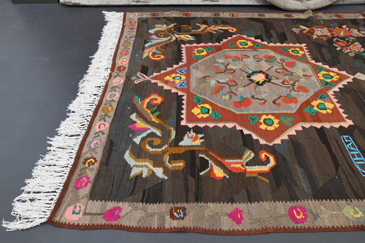 El yapımı vintage halı 185x310 cm oryantal desenli yün - desen detayı