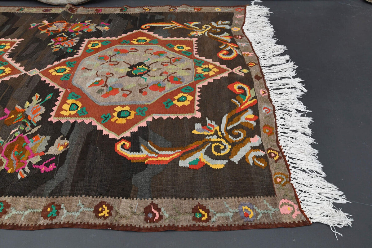 El yapımı vintage halı 185x310 cm oryantal desenli yün - üstten görünüm