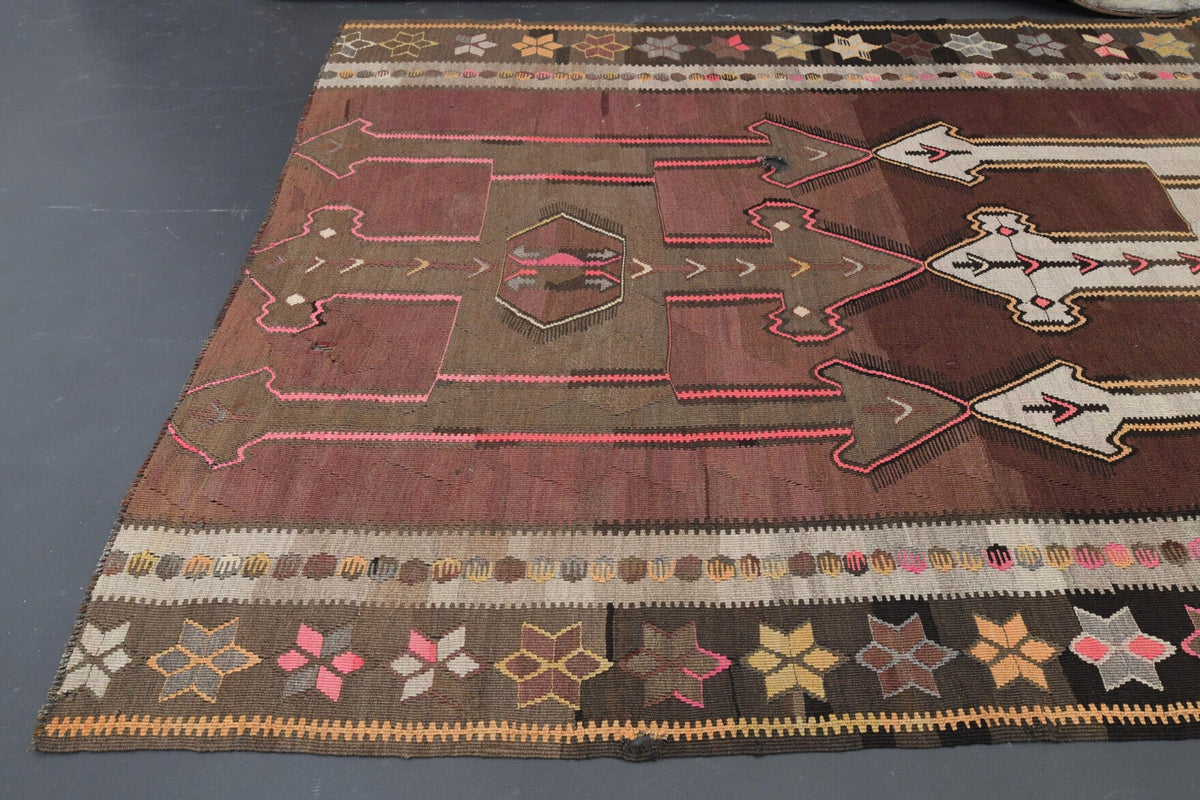 El yapımı vintage yolluk 168x396 cm oryantal desenli yün - desen detayı