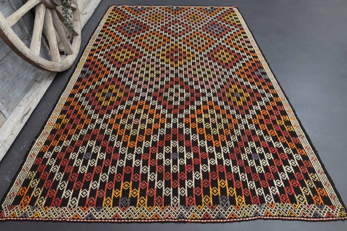 El yapımı vintage halı 180x290 cm oryantal desenli yün - detay görünümü