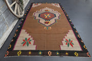 El yapımı vintage halı 180x345 cm oryantal desenli yün - detay görünümü