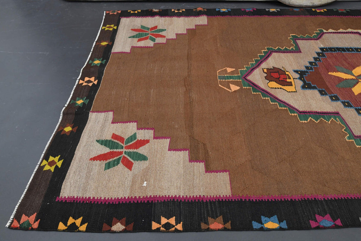 El yapımı vintage halı 180x345 cm oryantal desenli yün - desen detayı