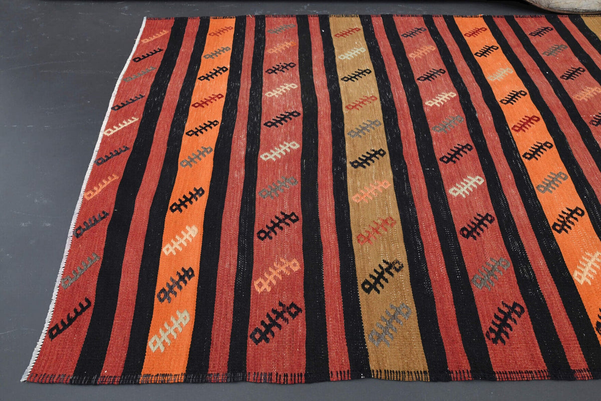 El yapımı vintage yolluk 132x333 cm oryantal desenli yün - desen detayı