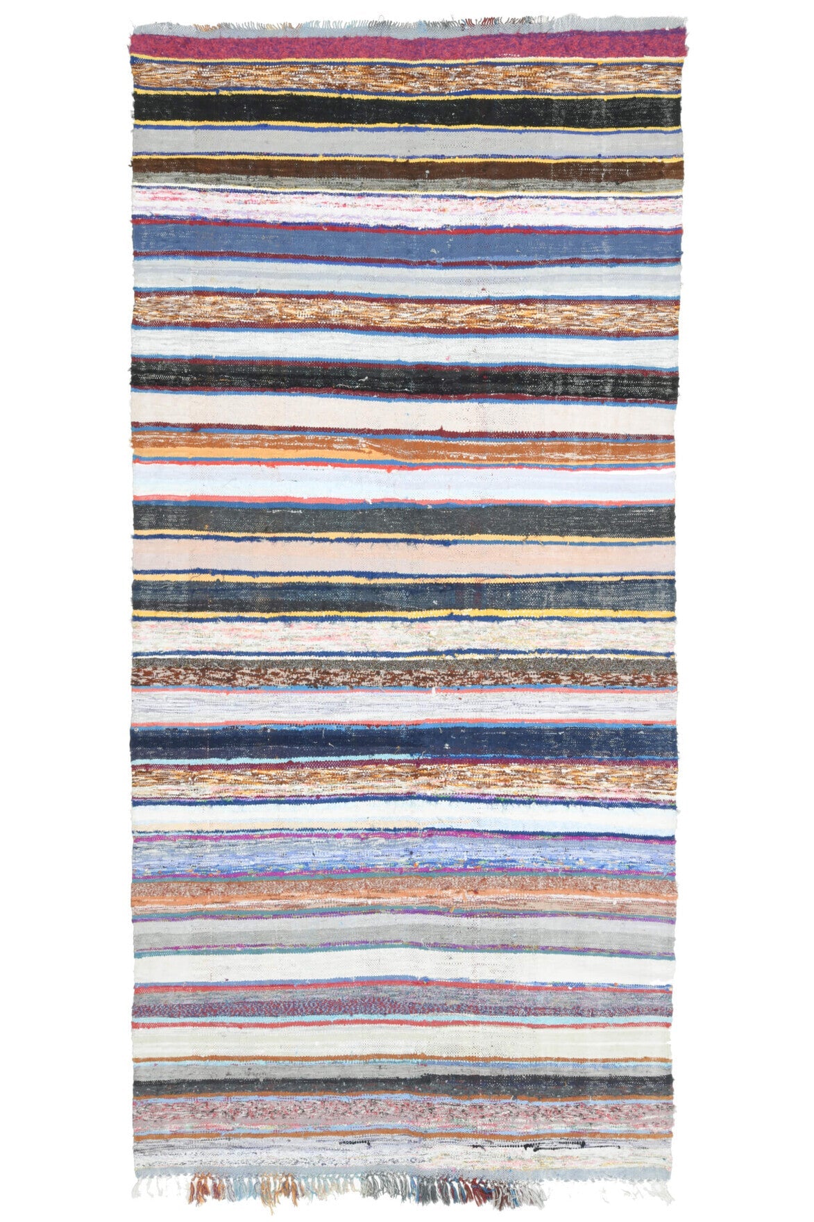 Colorful Striped Vintage Kilim Organic Kids Room Rug