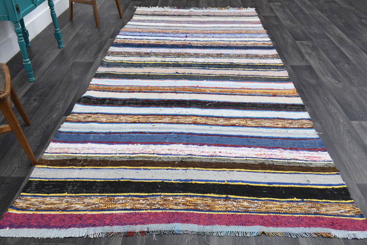 El yapımı vintage halı 170x361 cm oryantal desenli yün - detay görünümü