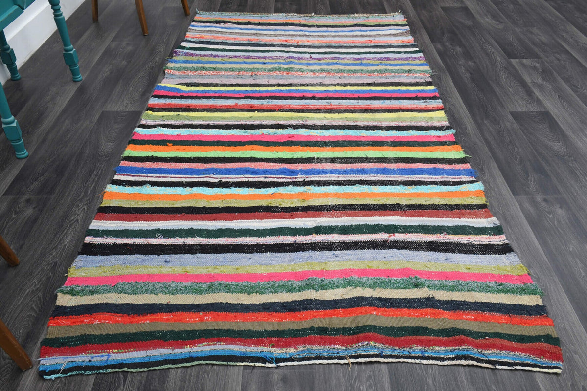 El yapımı vintage halı 150x277 cm oryantal desenli yün - detay görünümü