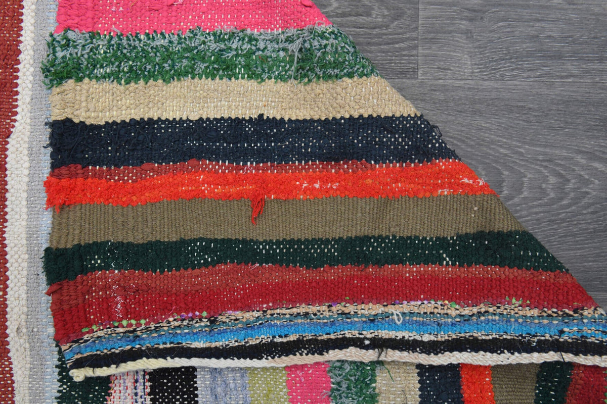 El yapımı vintage halı 150x277 cm oryantal desenli yün - farklı açıdan görünüm