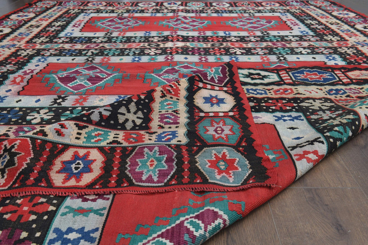 El yapımı vintage halı 208x310 cm oryantal desenli yün - desen detayı