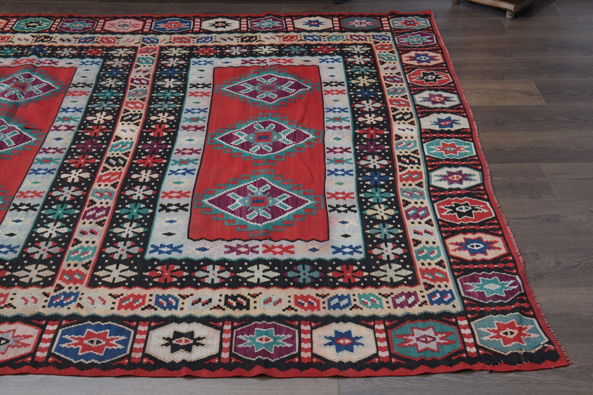 El yapımı vintage halı 208x310 cm oryantal desenli yün - açık alan görünümü
