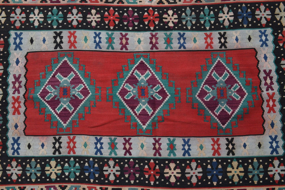 El yapımı vintage halı 208x310 cm oryantal desenli yün - farklı açıdan görünüm