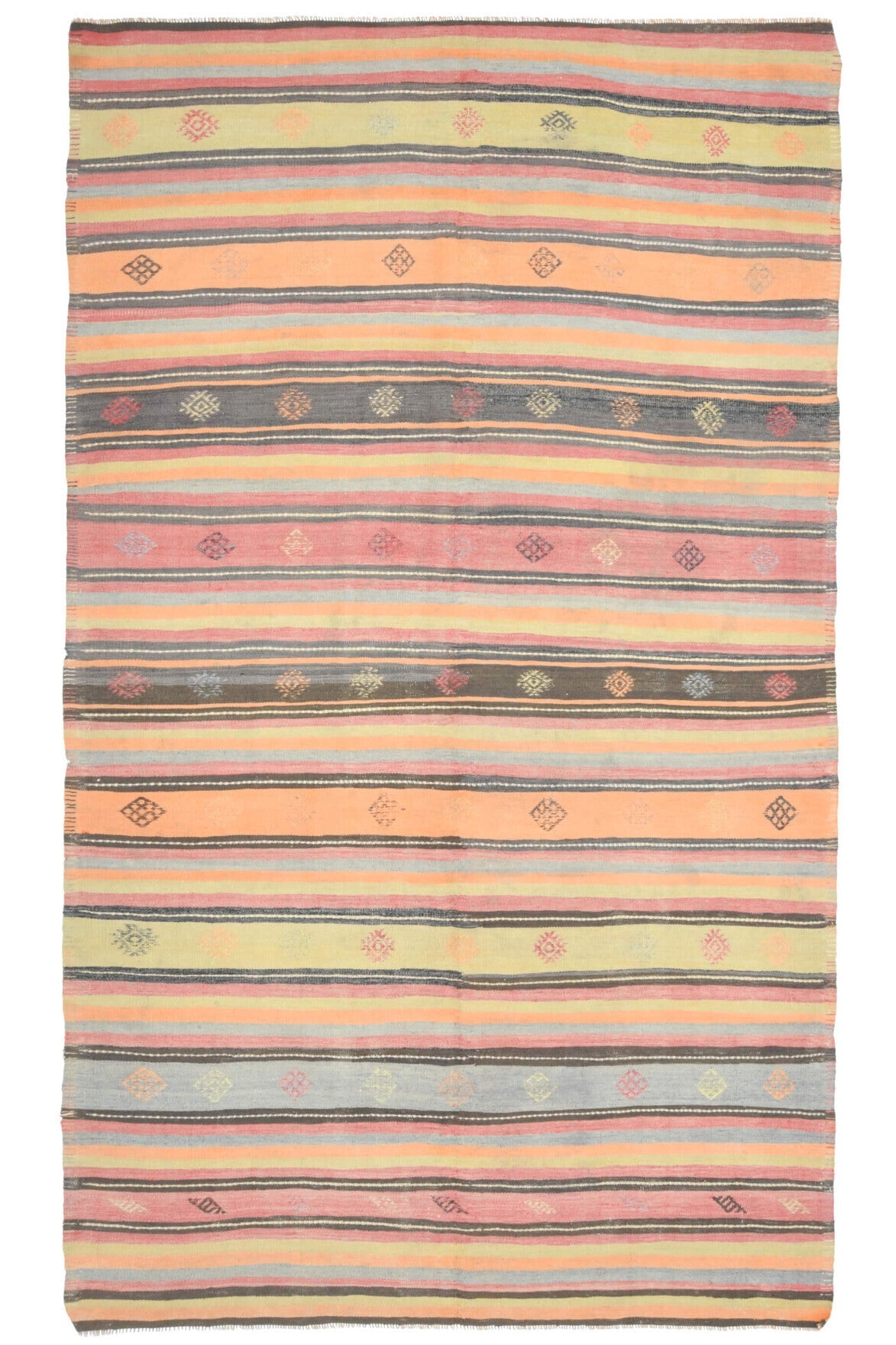 El yapımı vintage halı 165x279 cm oryantal desenli yün - detay görünümü
