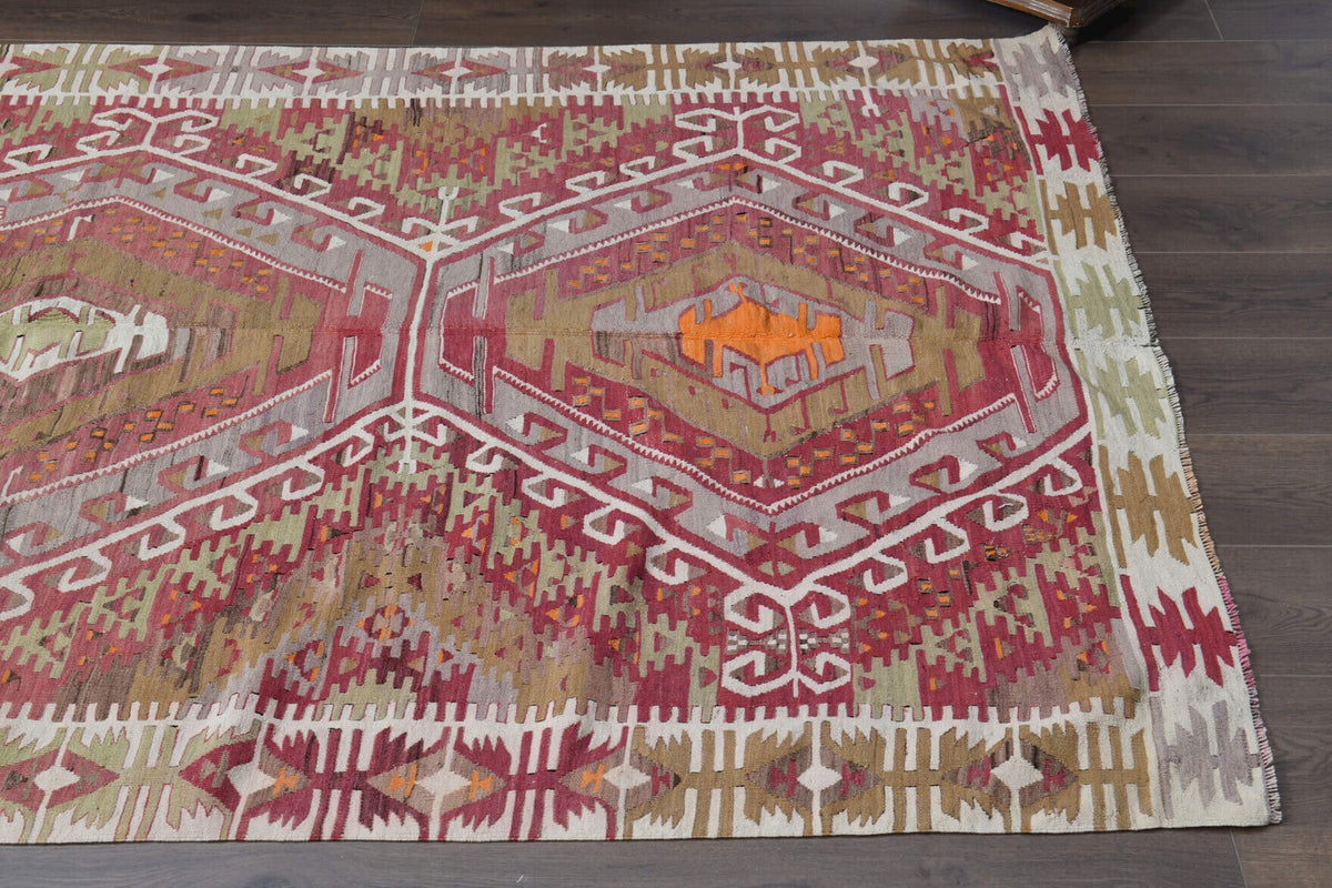 El yapımı vintage yolluk 157x376 cm oryantal desenli yün - farklı açıdan görünüm